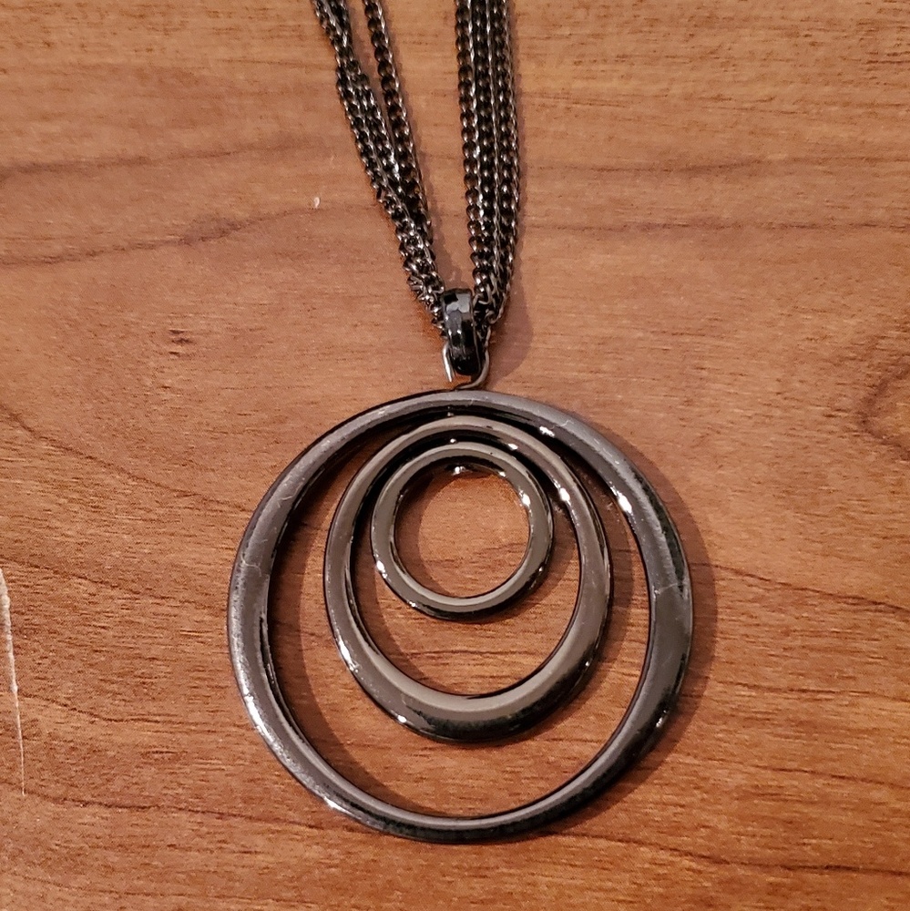 Black triple chain necklace